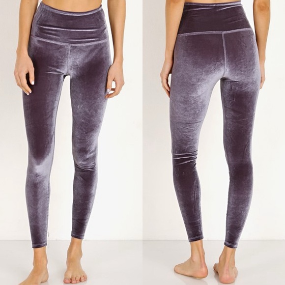 Beyond Yoga Pants - Beyond Yoga Velvet Motion High Waisted Midi Leggings Purple Velour Women’s S